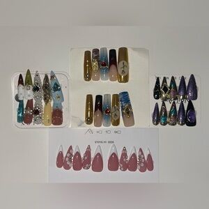 4 sets of Large size press on nails